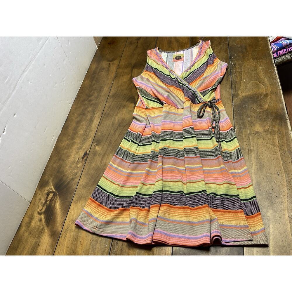 Double D Ranch Wrap Dress Medium Desperado Serape Western Striped Multi Color